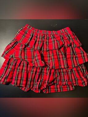 Crewcuts Red Plaid Ruffled Mini Skirt